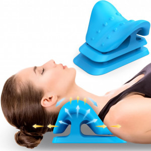 Dispozitiv de relaxare cervicala cu 10 noduri de masaj Fanlecy, spuma, albastru