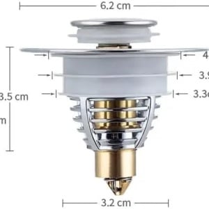 Dop universal pentru chiuveta Jjyhehot, otel inoxidabil/alama, argintiu/auriu, 4,5 x 6,2 cm