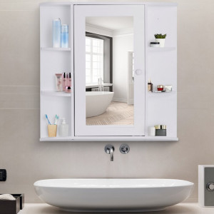 Dulap de baie cu oglinda Antaniyah, alb, 63 x 66 x 17 cm - Img 6