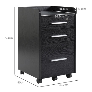 Dulap de birou cu 3 sertare si 5 roti Re-Bloom, PAL/MDF P2, 39.2x40x65.4 cm, chei securitate, 50 kg, negru - Verificat A · Re-Bloom - Img 2