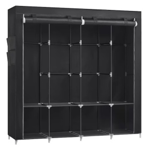 Dulap Din Material Textil Songmics, 45 X 170 X 167 Cm, 4 Compartimente Suspendate, Cu Rafturi, 4 Buzunare Laterale, Mult Spatiu, Pentru Dormitor, Living, Negru, Resigilat, Grad A