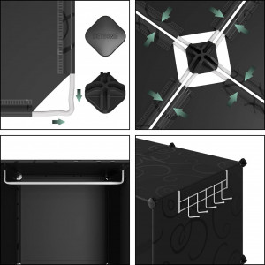 Dulap pliabil JOISCOPE, 12 cuburi, metal/plastic, negru/alb, 109 x 47 x 147 cm - Img 6