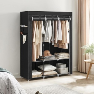 Dulap Songmics, otel/plastic/textil, negru, 130 x 45 x 167 cm, Resigilat, Grad A - Img 3