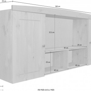 Dulap suspendat Telde Places of Style, lemn masiv, maro, 160 x 29 x 70 cm