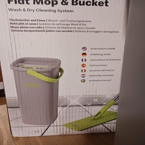 EasyGleam set mop plat + galeata 2 camere, maner inox 131cm, cap mop microfibra 32x12.5cm, galeata 39x23x19cm 5.42L, 1 rezerva inclusa - Verificat A · Re-Bloom - Img 5