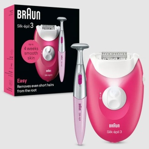 Epilator Braun Silk-épil 3 3-202, MicroGrip, Smart Light, 20 de pensete, 2 viteze, Trimmer, Fucsia, Resigilat, Grad A - Img 3