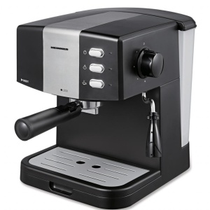 Espressor Heinner HEM-850BKSL, Putere 850W, Capacitate 1.5L, 15bar, filtru dublu din inox, Negru/Argintiu