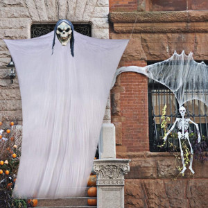Fantoma plutitoare Halloween Idefair, textil, alb, 3,3 x 2m - Img 3