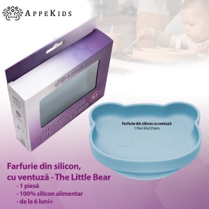 Farfurie din silicon cu ventuza, AppeKids, The Little Bear - Aqua Blue - Img 2