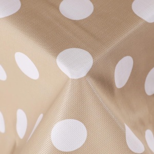 Fata de masa Vinylla, poliester, sampanie/alb, 140 x 240 cm