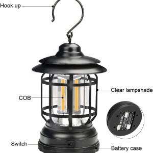 Felinar Dasing, LED, ABS, negru, 16,6 x 9,6 cm