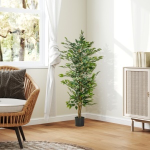 Ficus artificial Re-Bloom, PEVA/PE/ciment, inaltime 150 cm, vas diametru 17x14.5 cm, intretinere redusa, verde/maro - Verificat A · Re-Bloom - Img 6