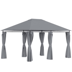 Foisor 3x4 m Re-Bloom, otel vopsit cu pulbere/poliester PA, 4x3x2.72 m, 6 perdele detasabile, stresina 1.92 m, gri/negru - Verificat A · Re-Bloom - Img 1
