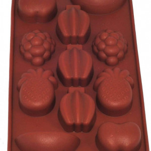 Forma de prajituri/ciocolata Selecto Bake, silicon, maro, fructe, 18,6 x 11,1 x 2,3 cm - Img 1