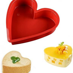 Forma de tort SWEET CANDY BAKERY, silicon, rosu, inima, 25 x 26 x 7 cm - Img 1