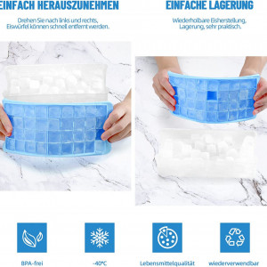 Forma pentru cuburi de gheata AcrossSea, plastic/silicon, transparent/albastru, 11,5 x 26 x 6 cm - Img 5