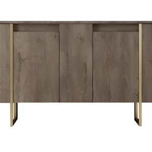 Forme XL set 3 piese living, comoda TV 180cm, masuta cafea 90cm, comoda 160cm, PAL 18mm, picioare metal, nuc si auriu - Verificat A · Re-Bloom - Img 3