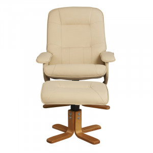 Fotoliu recliner cu scaun pentru picioare Quercia, crem/bej, 98 x 76 x 80 cm - Img 2