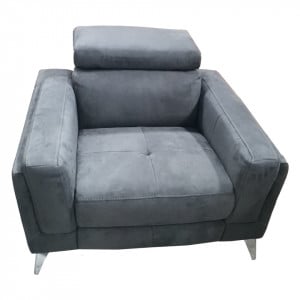 Fotoliu recliner Home Affaire, piele intoarsa ecologica, gri, 75 x 45 x 100 cm - Img 4