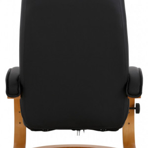 Fotoliu recliner Paris cu otoman, piele sintetica/lemn, negru, 67x107x78 cm - Img 3