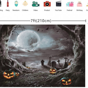 Fundal foto pentru Halloween INRUI, vinil, gri, 150 x 210 cm - Img 3