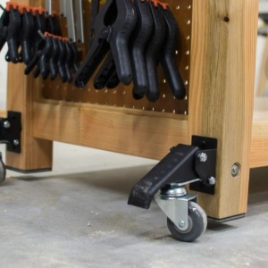 GBL set 4 roti banc de lucru, otel/poliuretan, pivotante 360°, cu frane pedala, ridicare ~19mm, capacitate 225kg, accesorii montaj incluse, negru - Verificat A · Re-Bloom - Img 3