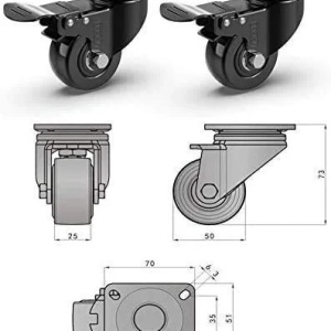 GBL set 4 roti cauciucate Heavy Duty cu frana, 50mm, 200kg, silentioase, sigure pentru toate tipurile de podea - Verificat A · Re-Bloom - Img 5