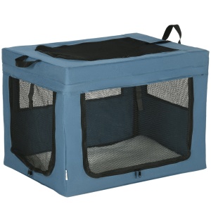 Geanta transport pliabila animale, cu manere si perna, Oxford/otel, 69x51x51cm, Albastru/Negru - Verificat A · Re-Bloom