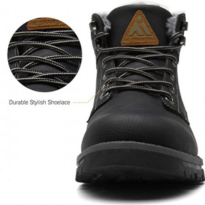 Ghete de iarna cu blana Mishansha, piele sintetica, negru, marimea 36 - Img 5