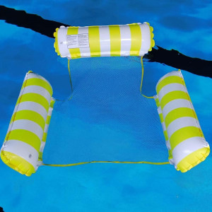 Hamac gonflabil pentru piscina XZSUN, nailon/PVC, galben, 130 x 122 cm - Img 3