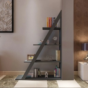 Hanah Home biblioteca, PAL melaminat, 100x29.5x150 cm, grosime 18mm, design modern/scandinav, antracit - Verificat A · Re-Bloom - Img 5