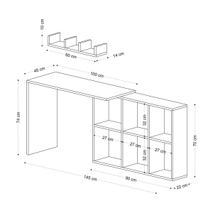 Hanah Home birou 74x45x145 cm, PAL 18mm melaminat, alb - Verificat A · Re-Bloom - Img 4