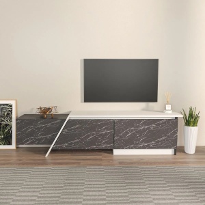 Hanah Home comoda TV, PAL melaminat, 180x35x28.6 cm, grosime 18mm, gri/alb - Verificat A · Re-Bloom - Img 4