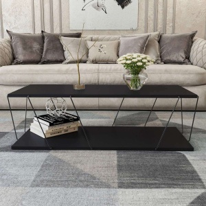 Hanah Home masuta de cafea, PAL melaminat/cadru metal, 120x50x30 cm, grosime 18mm, antracit - Verificat A · Re-Bloom - Img 2