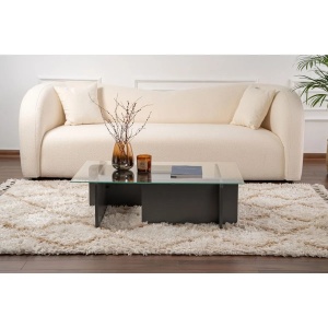 Hanah Home masuta de cafea, sticla temperata/PAL melaminat, 105x65x30 cm, grosime 18mm, antracit - Verificat A · Re-Bloom - Img 4