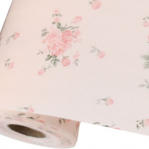 Hartie pentru sertar Sourcing Map, model floral, alb/verde/roz, 30 x 300 cm - Img 3