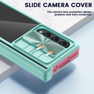 Husa de protectie compatibila cu Samsung Galaxy Z Fold 4 HWeggo, acrilic/poliuretan, piersic/albastru, 7,6 inchi - Img 6