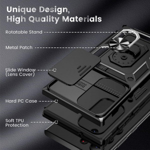 Husa de protectie cu inel compatibil cu Samsung Galaxy S23 ULTRA HWeggo, policarbonat/poliuretan, negru 6,8 inchi - Img 6