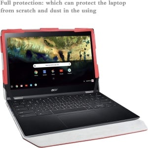 Husa de protectie pentru Acer Chromebook Spin 511 R752TN Alapmk, piele PU, rosu/negru