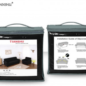 Husa de protectie pentru canapea Tianshu, poliester/elastan, negru, 295 x 108 x 105 cm - Img 7