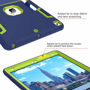 Husa de protectie pentru iPad 9/8/7 BENTOBEN, policarbonat/silicon, albastru/verde - Img 5