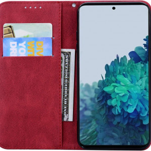 Husa de protectie pentru Samsung Galaxy S21 FE 5G JRIANY, piele PU, rosu inchis, 6,4 inchi - Img 6