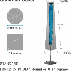 Husa de protectie pentru umbrele rezistent la UV Bodium, negru, tesatura Oxford/plastic, 190 x 26/56 cm - Img 8