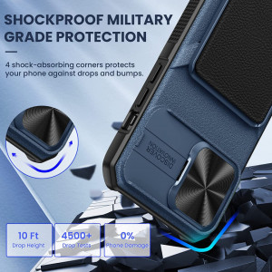 Husa de protectie slot pentru card glisant compatibila cu iPhone 14 Pro 5G 2022 HWeggo, policarbonat/poliuretan, albastru, 6,7 inchi - Img 2