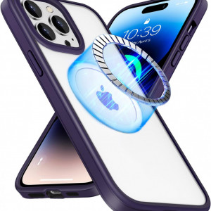 Husa magnetica pentru iPhone 13 Pro Max UNDEUX, metal/silicon, violet, 6,7 inchi - Img 1