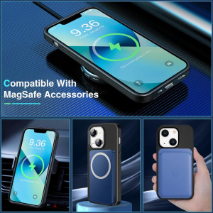 Husa magnetica pentru iPhone 13 UNDEUX, piele PU, negru, 6,1 inchi - Img 5