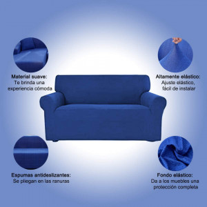 Husa pentru canapea de 4 locuri MIYOU YOUMI, lycra, albastru, 240-270 cm - Img 5