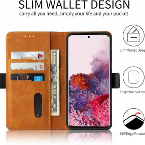 Husa protectie telefon Lelogo, compatibila pentru Samsung S20, piele PU, negru/maro, 6,2 inchi - Img 6