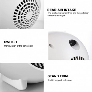 Incalzitor ceramic cu ventilator Sousnous, 500W, ABS, alb, 16,3 x 16 x 13,2 cm - Img 5