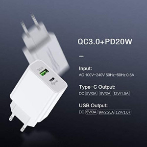 Incarcator USB/USB tipe C Nething, plastic/metal, alb, 20 W - Img 7